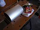 Preparing the dew shield for priming and painting.