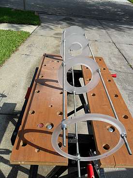 The completed baffle rack notched for sliding weight bar nuts - 48 (Click to go to page)
