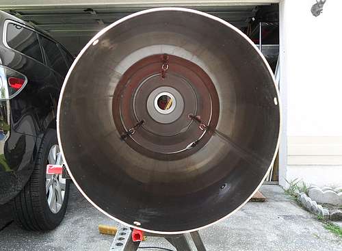 Test fit in main tube of completed baffle rack after all notches were ground - view from front-end - 52 (Click to go to page)