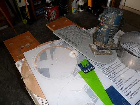 First baffle cut out using the laminate trimmer/ Jasper circle cutting guide combination - 9 (Click to go to page)
