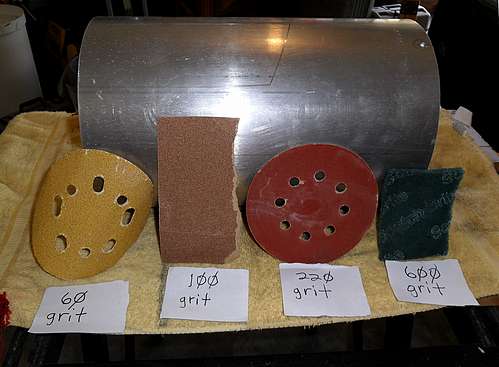 Progressive sanding grits for prepping the Dew Shield for painting - 2 (Click to go to page)
