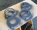 Baffles primed and ready for ultra-flat black spray paint.