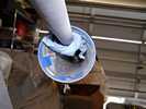The main tube horizontally supported by PVC pipe and chains.