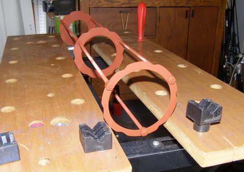 The primed baffle rack.