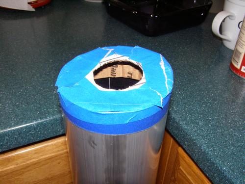 Preparing the main tube for priming and painting. Capping off of the objective end.