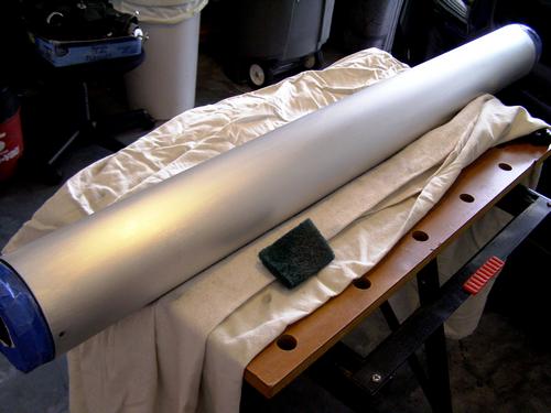 Fine grit sanding of the main tube.