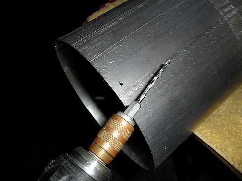 1/16-inch starter holes drilled in Main Tube to receive the Focuser Backplate - 1 (Click to go to page)