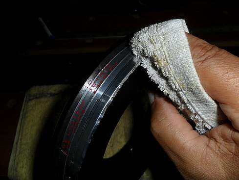 Aluminum Tape filler strips being smoothed around Focuser Backplate - 7 (Click to go to page)