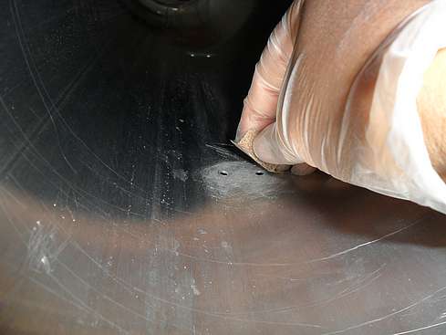 Sanding drilled holes for Guide Scope Bar - 6 - Inside Tube (Click to go to page)