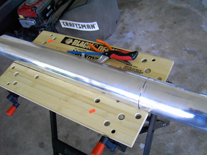 Cutting the tube to size.