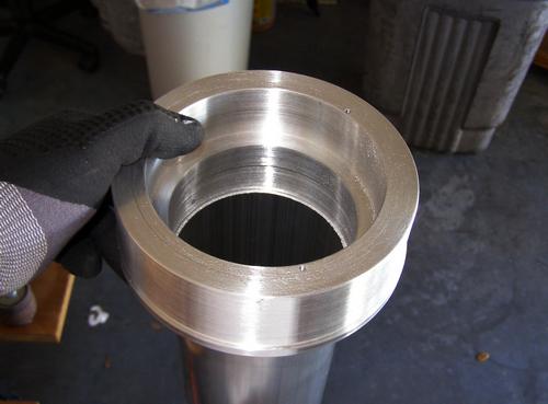 Rear cell slides on easily after reaming with a drum sander.