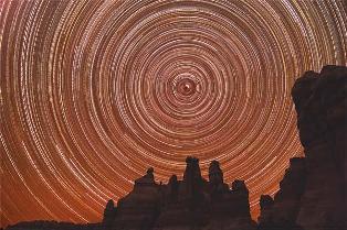 North Polar Star Trails over Canyonlands National Park - Needles District -- Click to enlarge!